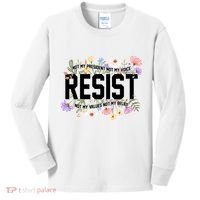 Floral Resist Not My President Antitrump Kids Long Sleeve Shirt thumb 0
