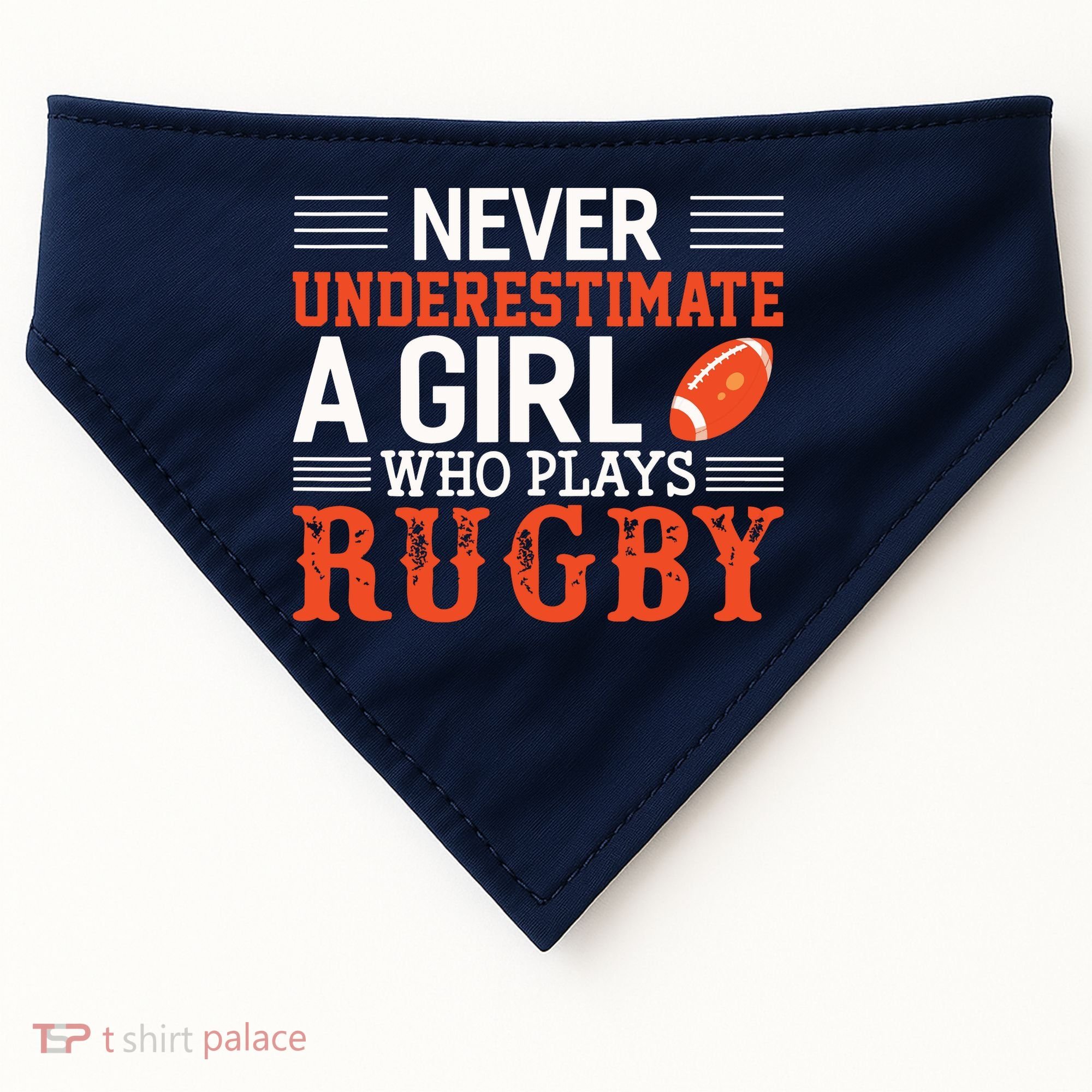 Funny Rugby Never Underestimate A Girl Who Plays Rugby USA-Made Doggie Bandana