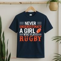 Funny Rugby Never Underestimate A Girl Who Plays Rugby T-Shirt thumb 2