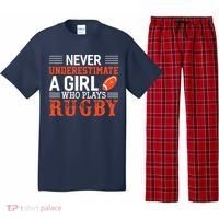 Funny Rugby Never Underestimate A Girl Who Plays Rugby Pajama Set thumb 0