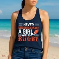 Funny Rugby Never Underestimate A Girl Who Plays Rugby Women's Tank Top thumb 2