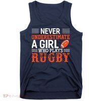 Funny Rugby Never Underestimate A Girl Who Plays Rugby Tank Top thumb 0