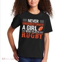 Funny Rugby Never Underestimate A Girl Who Plays Rugby Kids T-Shirt thumb 2