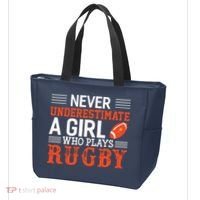 Funny Rugby Never Underestimate A Girl Who Plays Rugby Tote Bag thumb 3