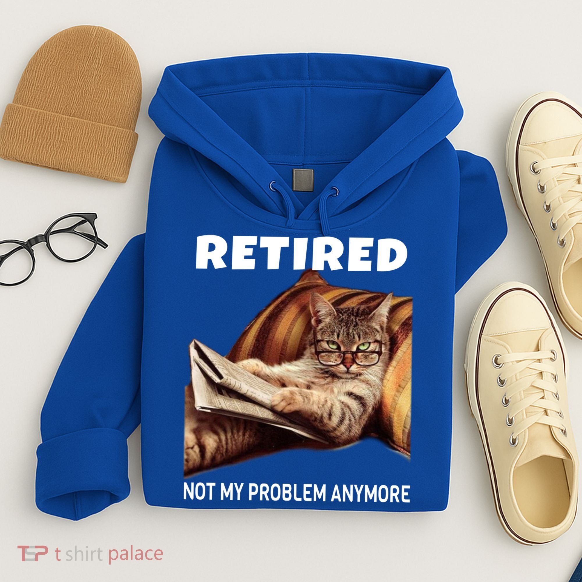 Funny Retired Not My Problem Anymore Gift Funny Cat Retirement Gift Hoodie