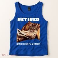 Funny Retired Not My Problem Anymore Gift Funny Cat Retirement Gift Tank Top thumb 2