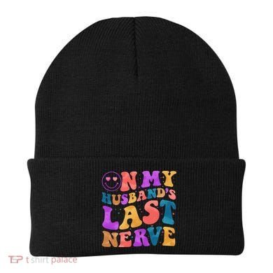 Funny Retro On My Husband's Last Nerve Beanie