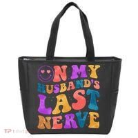 Funny Retro On My Husband's Last Nerve Tote Bag thumb 0