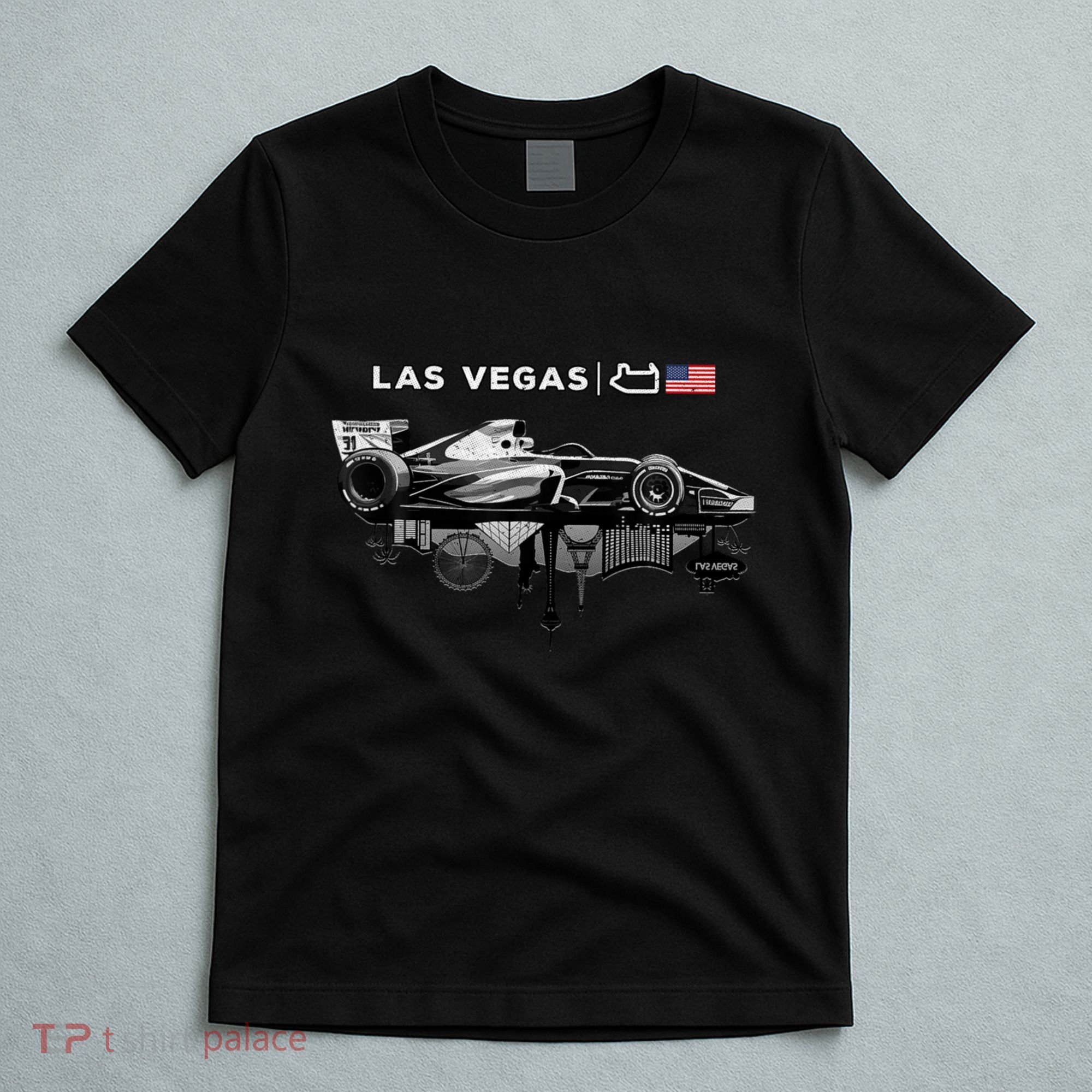 Formula Racing Open Wheel Car Las Vegas Circuit Usa Flag T-Shirt