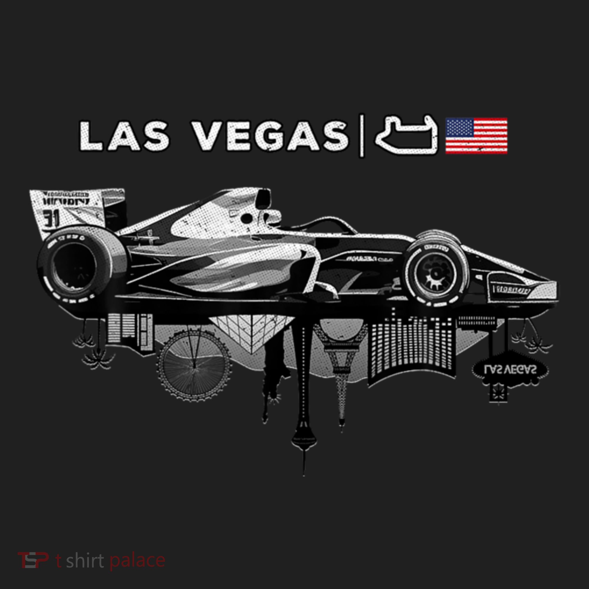 Formula Racing Open Wheel Car Las Vegas Circuit Usa Flag Beanie