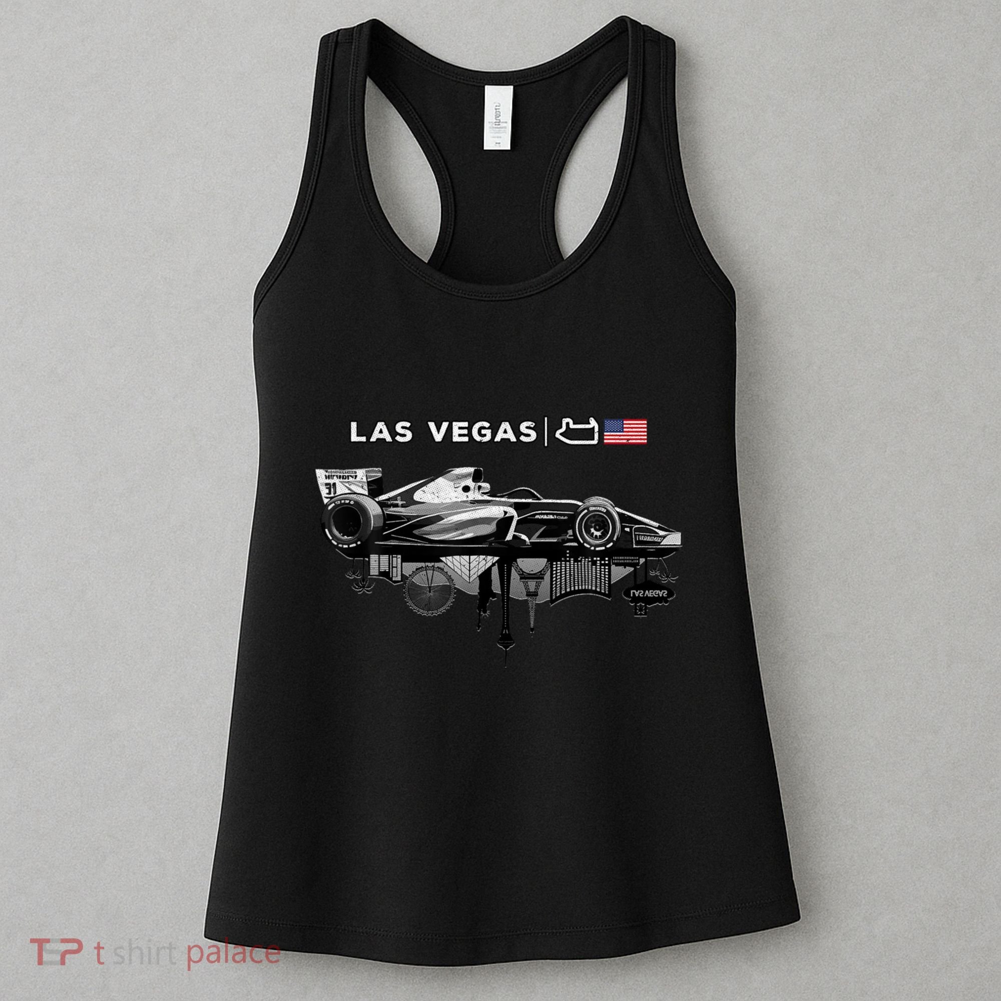 Formula Racing Open Wheel Car Las Vegas Circuit Usa Flag Women's Tank Top