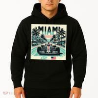 Formula Racing Open Wheel Car Retro Miami Circuit Usa Flag Hoodie thumb 2