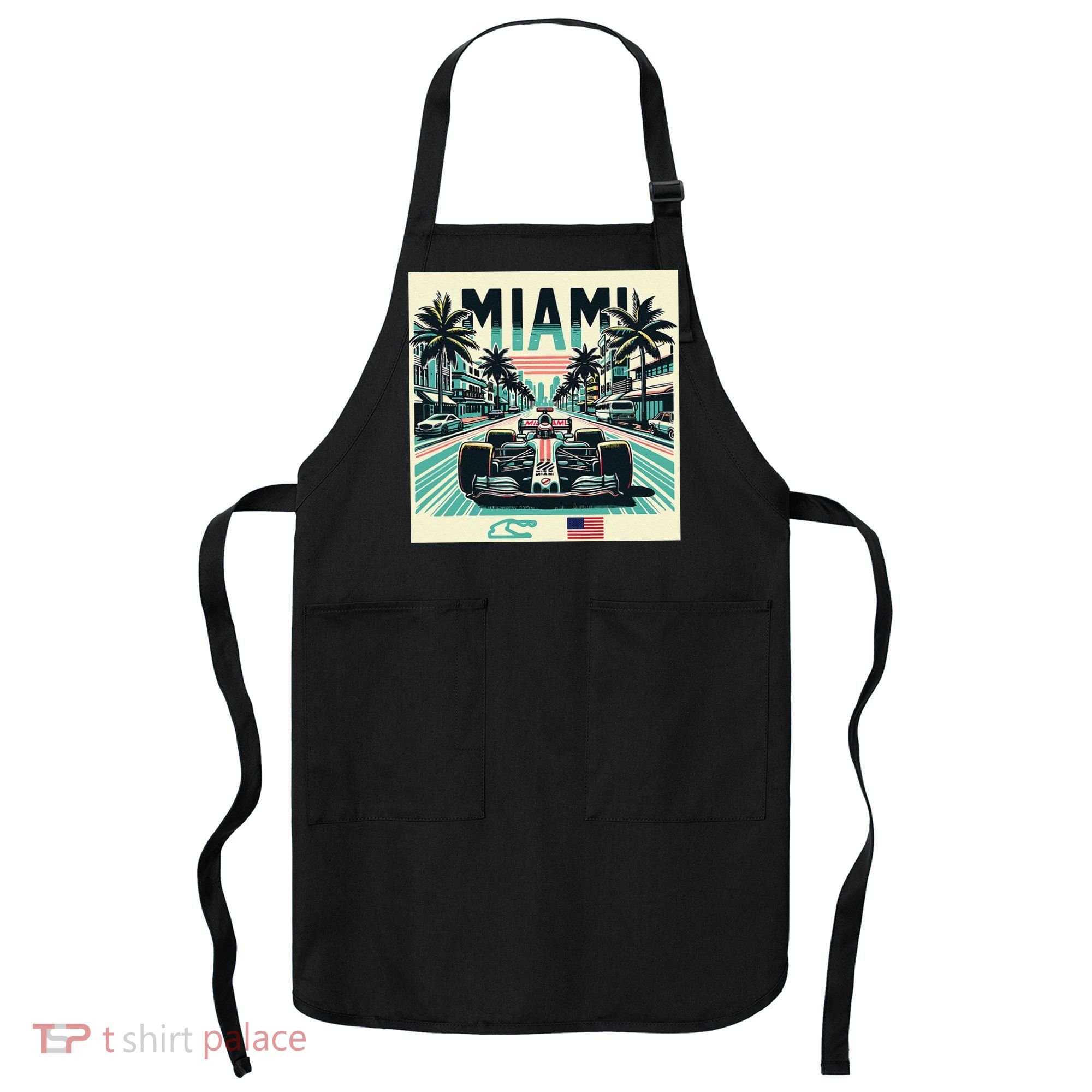 Formula Racing Open Wheel Car Retro Miami Circuit Usa Flag Apron