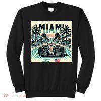 Formula Racing Open Wheel Car Retro Miami Circuit Usa Flag Sweatshirt thumb 0