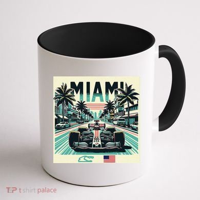 Formula Racing Open Wheel Car Retro Miami Circuit Usa Flag Coffee Mug back