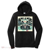 Formula Racing Open Wheel Car Retro Miami Circuit Usa Flag Women's Hoodie thumb 0