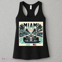 Formula Racing Open Wheel Car Retro Miami Circuit Usa Flag Women's Tank Top thumb 3