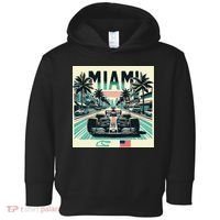 Formula Racing Open Wheel Car Retro Miami Circuit Usa Flag Toddler Hoodie thumb 0