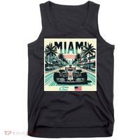 Formula Racing Open Wheel Car Retro Miami Circuit Usa Flag Tank Top thumb 0