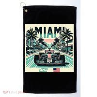 Formula Racing Open Wheel Car Retro Miami Circuit Usa Flag Golf Towel thumb 0