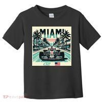 Formula Racing Open Wheel Car Retro Miami Circuit Usa Flag Toddler T-Shirt thumb 0