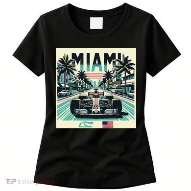 Formula Racing Open Wheel Car Retro Miami Circuit Usa Flag Women's T-Shirt