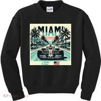 Formula Racing Open Wheel Car Retro Miami Circuit Usa Flag Kids Sweatshirt thumb 0