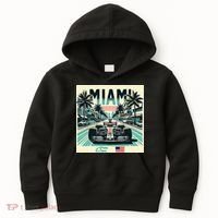 Formula Racing Open Wheel Car Retro Miami Circuit Usa Flag Kids Hoodie thumb 0