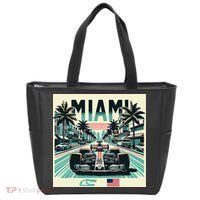 Formula Racing Open Wheel Car Retro Miami Circuit Usa Flag Tote Bag thumb 0