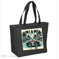 Formula Racing Open Wheel Car Retro Miami Circuit Usa Flag Tote Bag thumb 2