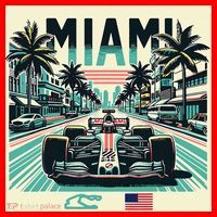Formula Racing Open Wheel Car Retro Miami Circuit Usa Flag Santa Hat thumb 1