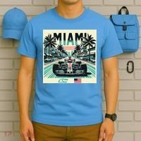 Formula Racing Open Wheel Car Retro Miami Circuit Usa Flag T-Shirt thumb 5