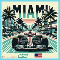 Formula Racing Open Wheel Car Retro Miami Circuit Usa Flag T-Shirt thumb 6