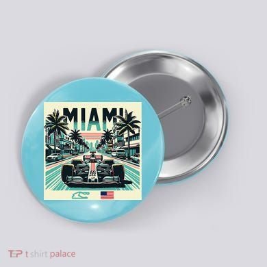 Formula Racing Open Wheel Car Retro Miami Circuit Usa Flag Button