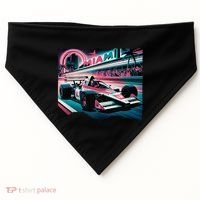 Formula Racing Open Wheel Car Retro Miami Circuit Usa Flag USA-Made Doggie Bandana thumb 0