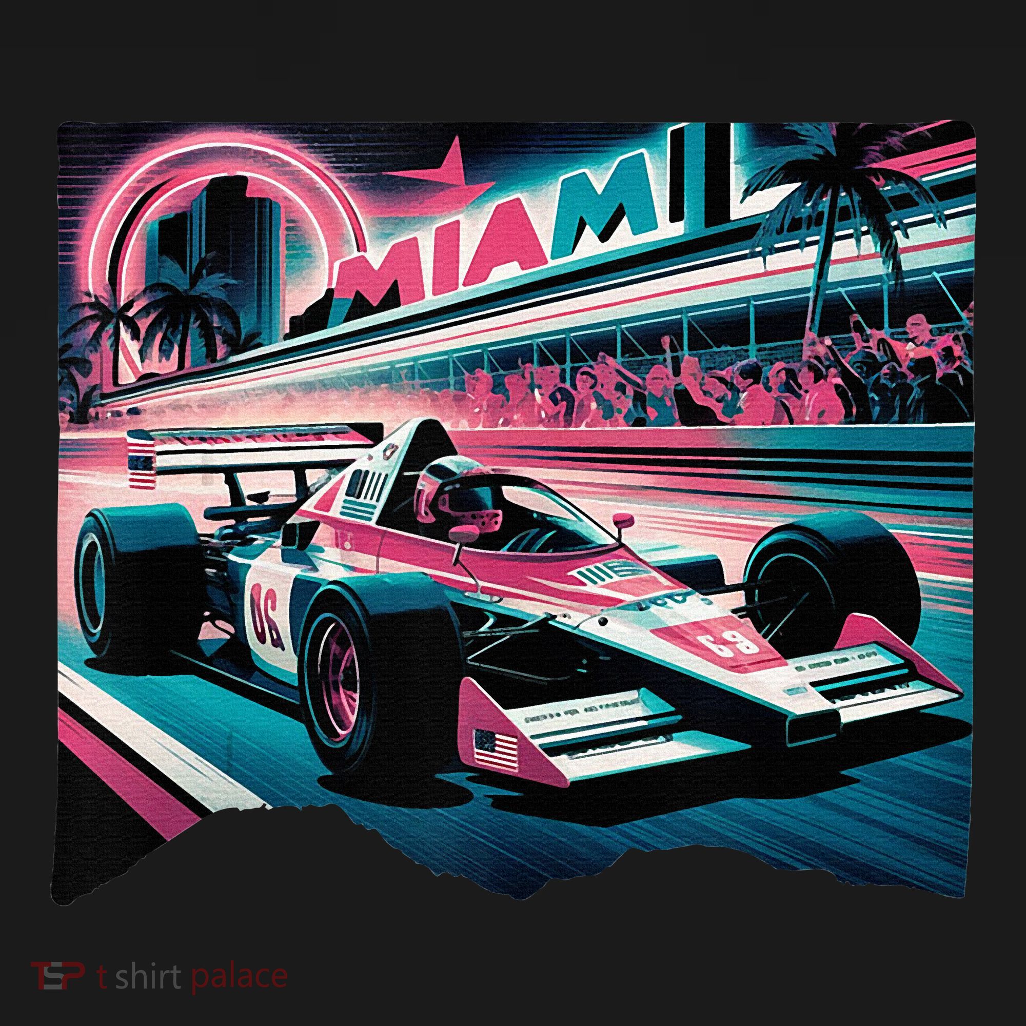 Formula Racing Open Wheel Car Retro Miami Circuit Usa Flag Women's Hoodie