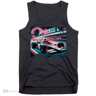 Formula Racing Open Wheel Car Retro Miami Circuit Usa Flag Tank Top