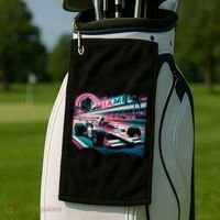 Formula Racing Open Wheel Car Retro Miami Circuit Usa Flag Golf Towel thumb 2