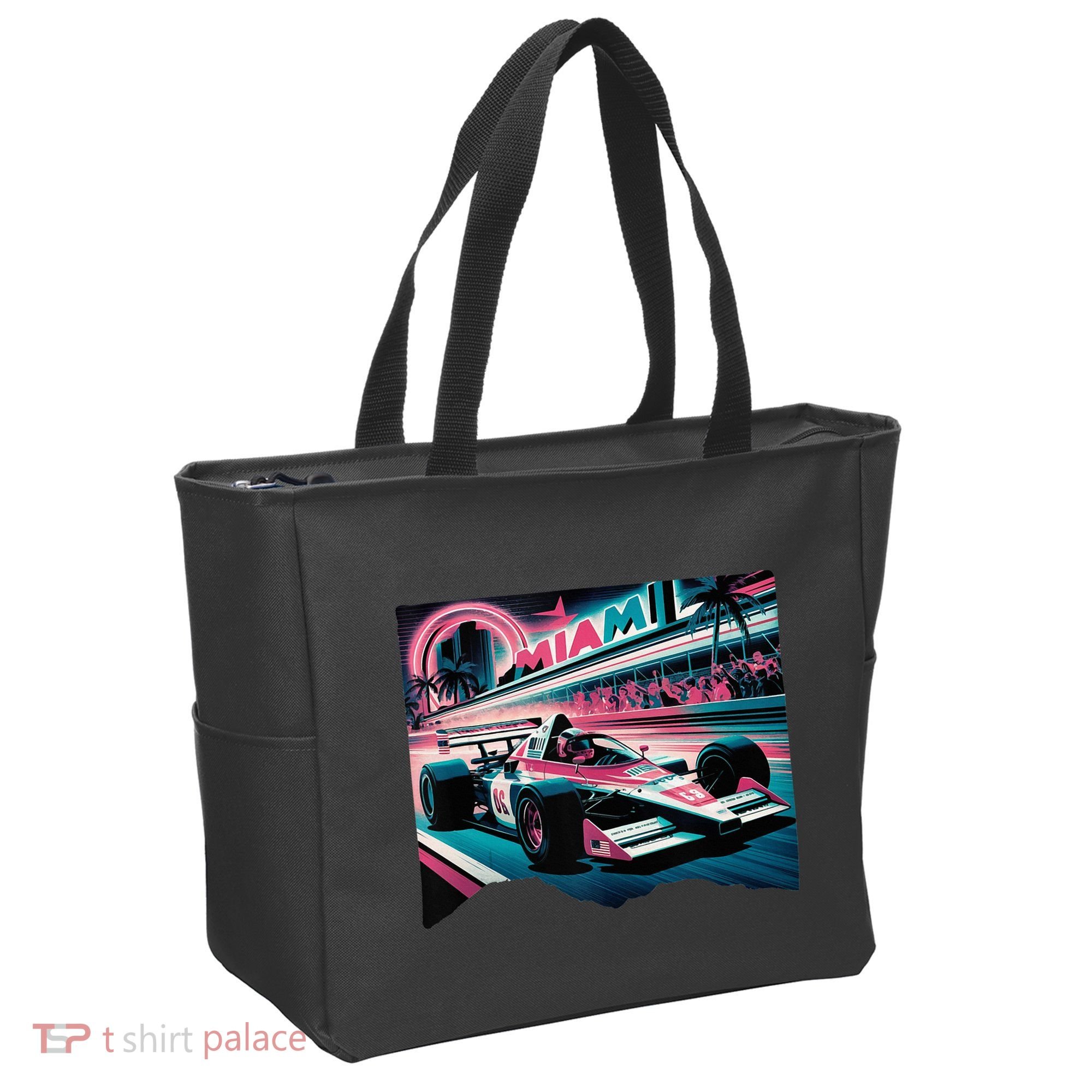 Formula Racing Open Wheel Car Retro Miami Circuit Usa Flag Tote Bag