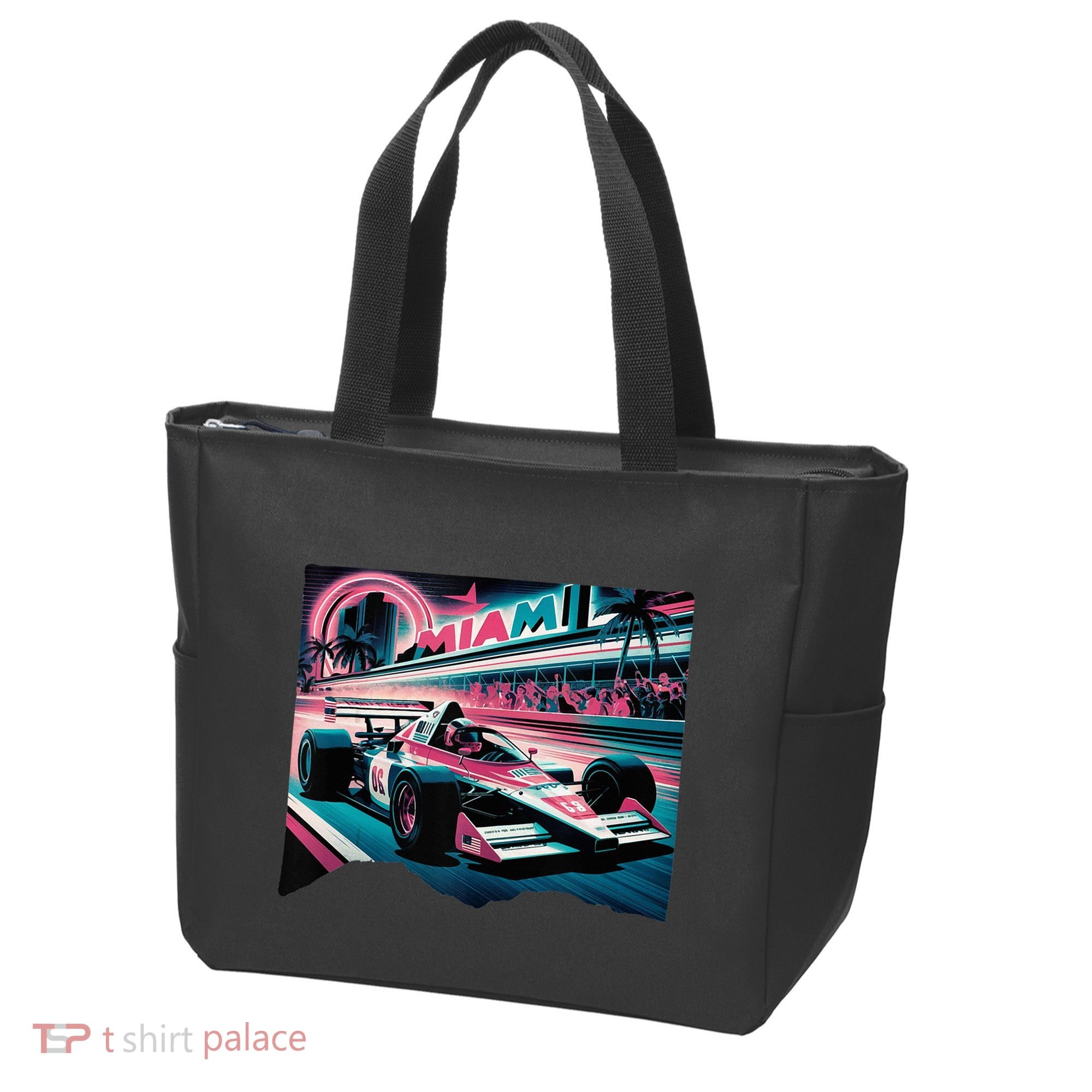 Formula Racing Open Wheel Car Retro Miami Circuit Usa Flag Tote Bag