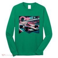 Formula Racing Open Wheel Car Retro Miami Circuit Usa Flag Long Sleeve Shirt thumb 0