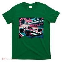 Formula Racing Open Wheel Car Retro Miami Circuit Usa Flag T-Shirt thumb 0