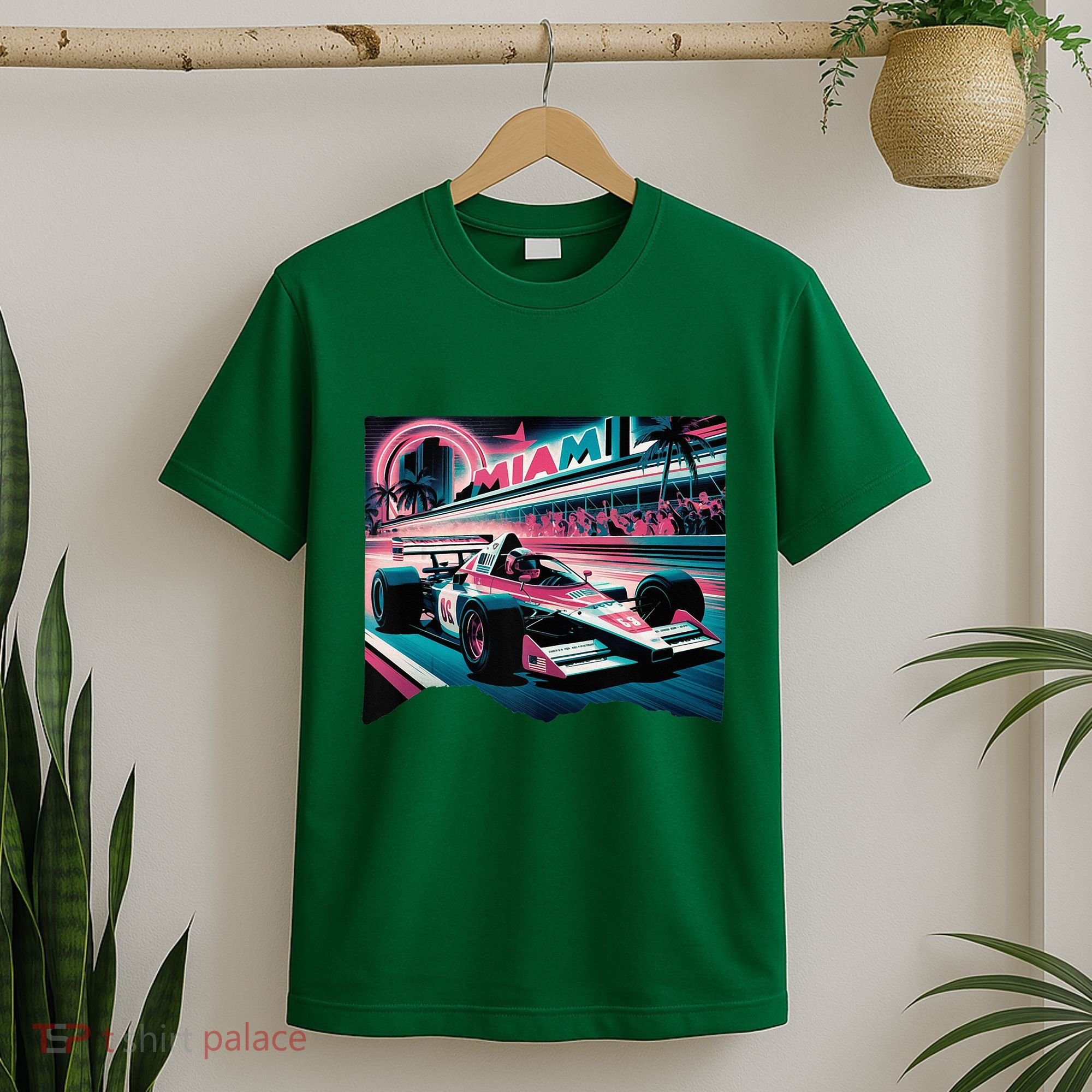 Formula Racing Open Wheel Car Retro Miami Circuit Usa Flag T-Shirt