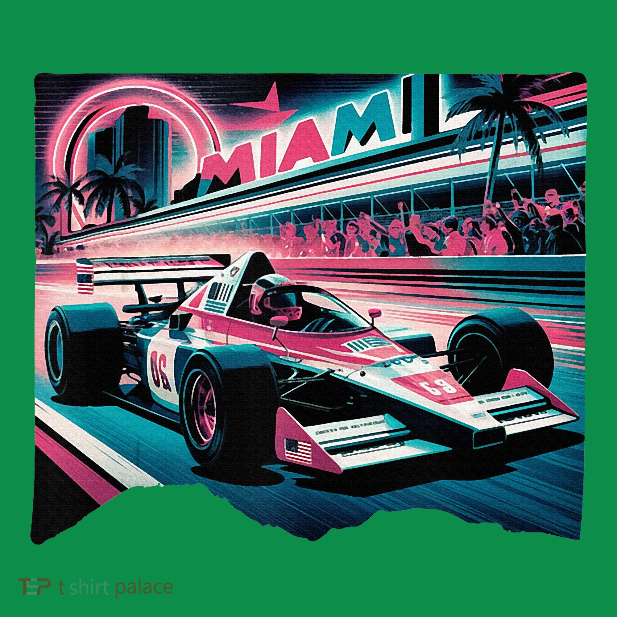 Formula Racing Open Wheel Car Retro Miami Circuit Usa Flag T-Shirt