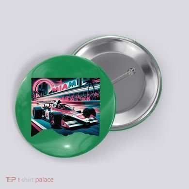 Formula Racing Open Wheel Car Retro Miami Circuit Usa Flag Button