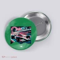 Formula Racing Open Wheel Car Retro Miami Circuit Usa Flag Button thumb 0