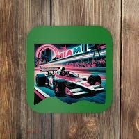 Formula Racing Open Wheel Car Retro Miami Circuit Usa Flag Coaster thumb 0