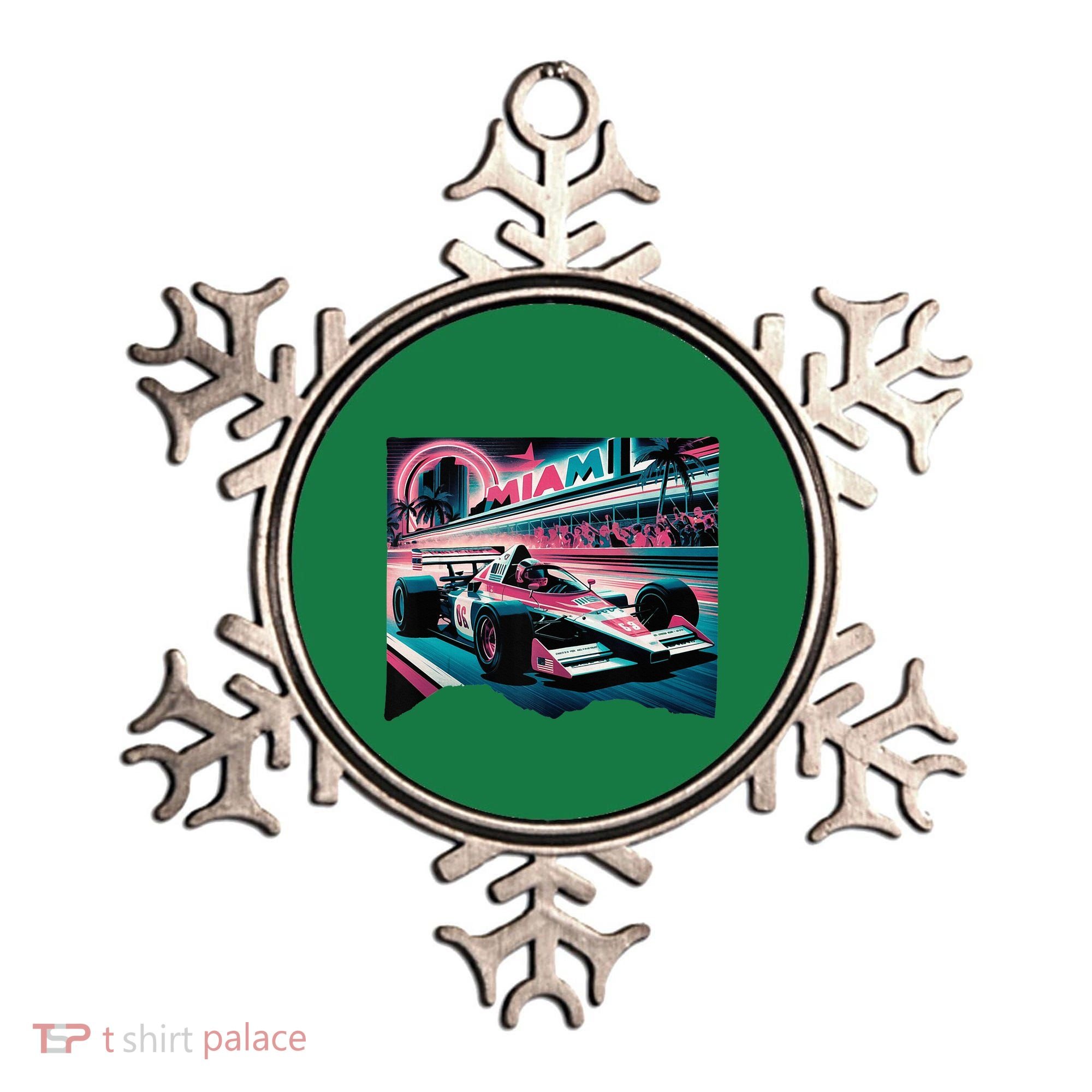 Formula Racing Open Wheel Car Retro Miami Circuit Usa Flag Ornament