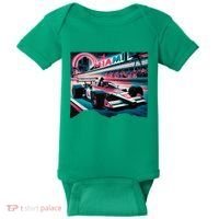 Formula Racing Open Wheel Car Retro Miami Circuit Usa Flag Baby Bodysuit thumb 0