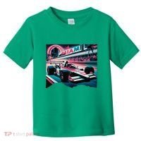 Formula Racing Open Wheel Car Retro Miami Circuit Usa Flag Toddler T-Shirt thumb 0
